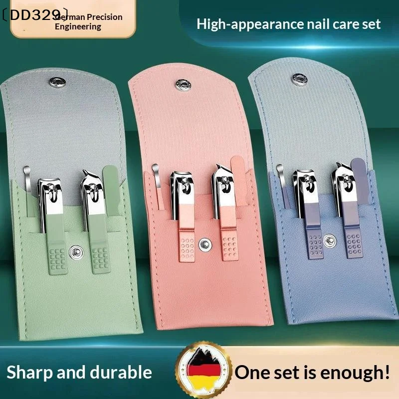 4Pcs Stainless Steel Nail Clippers Manicure Set Manicure Tool  Diagonal Nail Clippers Ear Digging Spoon Set Manicure Kit〔DD329〕
