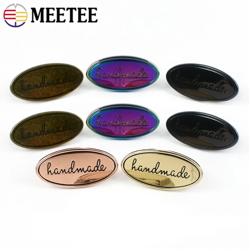 

10/20/30Pcs Meetee 20*40mm Handmade Metal Tags Accessories for Bags Buttons Decorative Pins Buckles Purses Sewing Crafts Labels