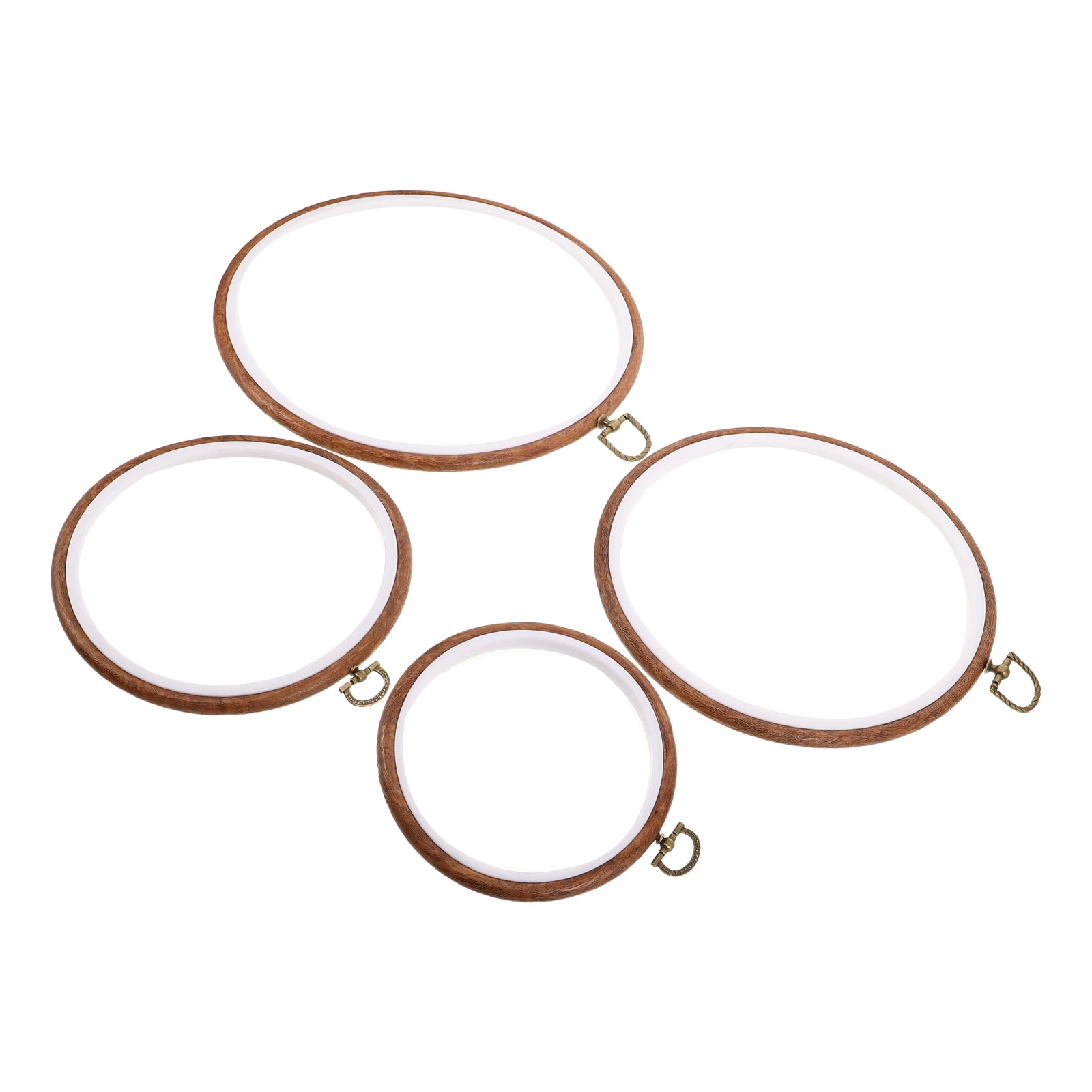 

4pcs Embroidery Hoop Circle Plastic Round Imitated Wood Frame Display Cross Stitch Ring For Diy Sewing Crafts Christmas Ornament