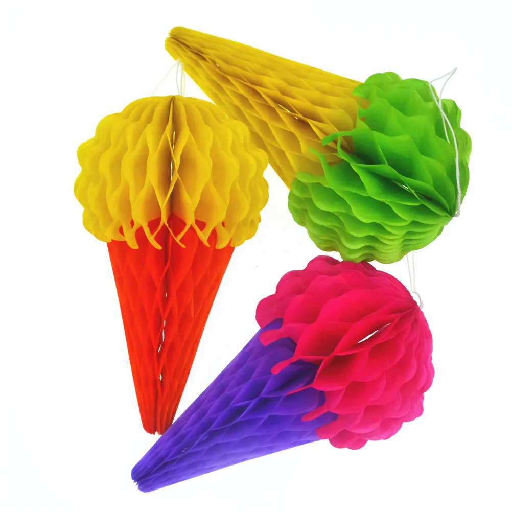 

10 Pcs Honeycomb Ball Decoration Ice Supplies Birthday Wedding Hanging Tissue Cone Festive DIY Decorations