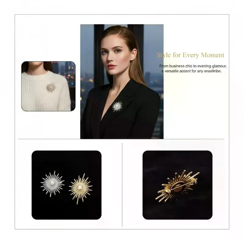 Chic Sunflower Brooch Personalized Floral Pin Beautiful Fashion Accessory for Prom Wedding and Office
