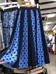 Gonna a pieghe a vita alta a pois con cuciture a contrasto di colore 2023 nuova gonna in Chiffon stampata Ultra lunga a vita alta elastica autunnale