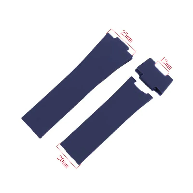 Men's rubber watch strap accessory 25mmx12mm compatible for Athens Ulysse Nardin Observatory Nautical Ladies silicone wristband