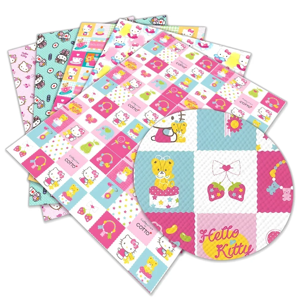 

Sanrio Hello Kitty Cartoon Plaid Printed Hello Kitty Cross Pattern For DIY Jewelry Earring Craft Making 22*30cm