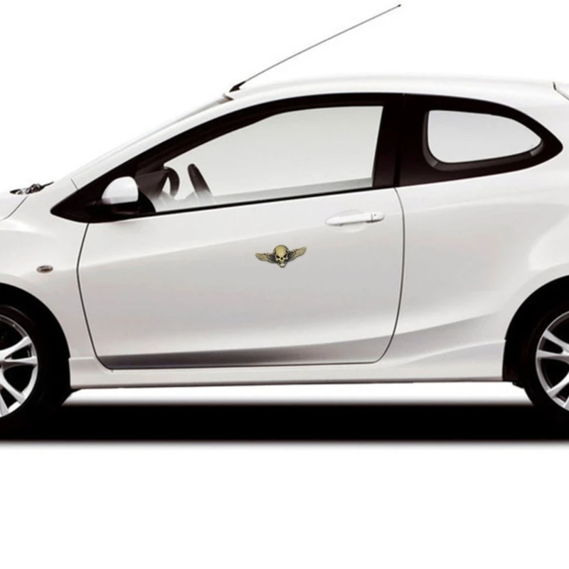 3D Skeleton Skull Wing Emblems Metal Badge Car Badge Sticker Car Grill Body Trunk Fenders Badge Sticker Decal