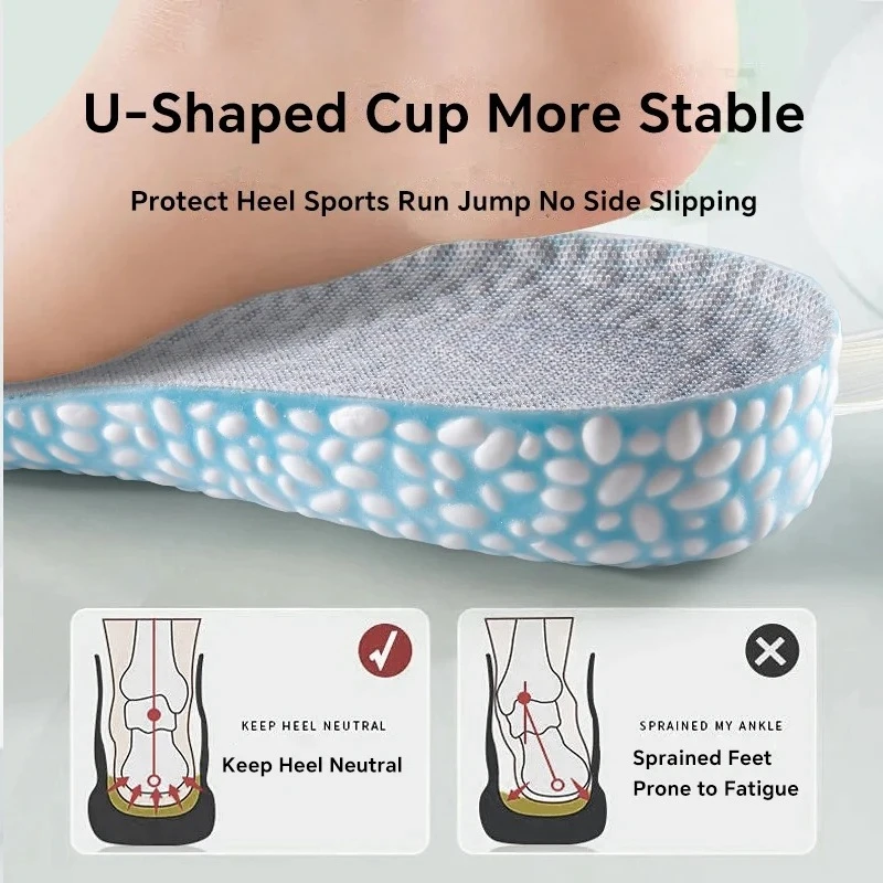 Invisible Height Increase Insoles Pu Material for Shoes Breathable Shock Absorption Comfortable for Women Men