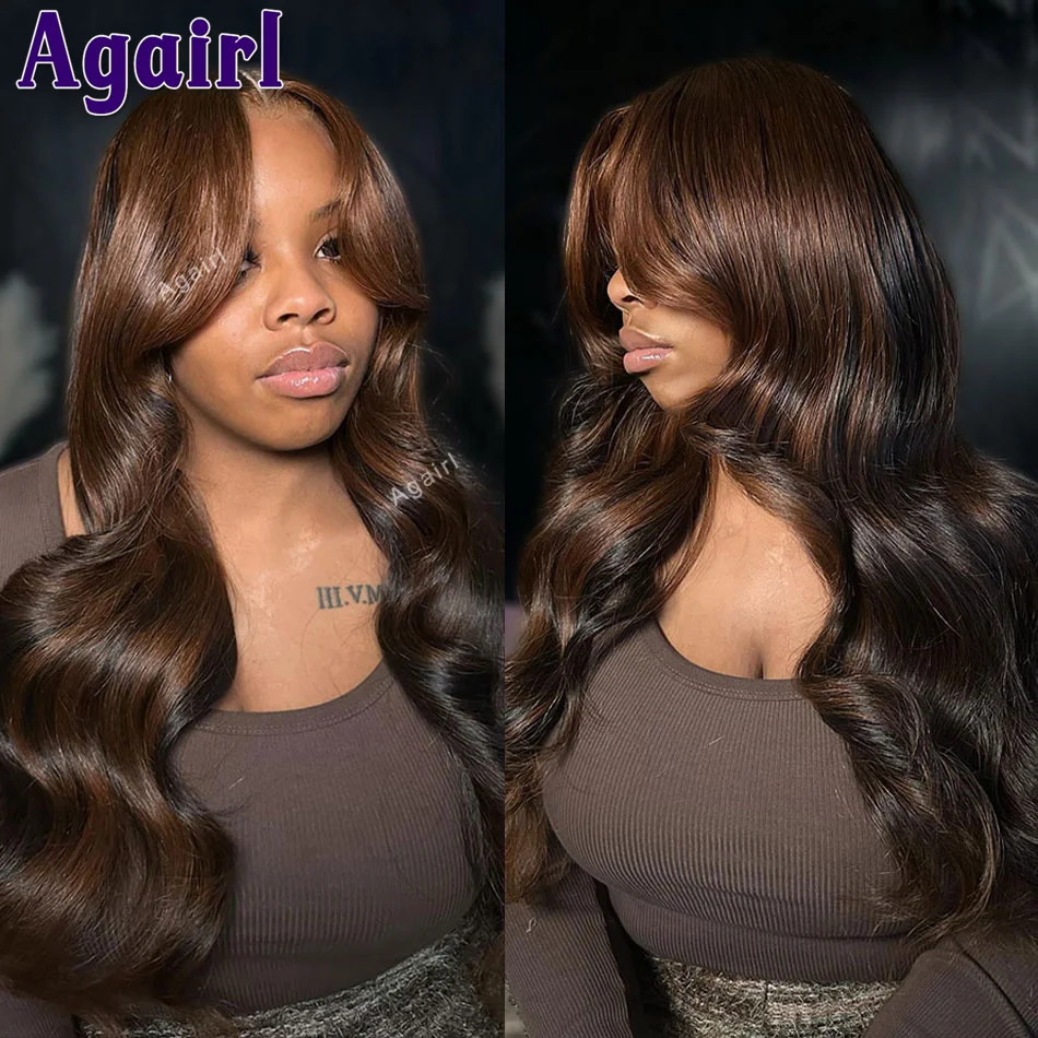 

30 32 Inch 13x6 Ombre Brown Body Wave Lace Front Wigs 13x4 Lace Frontal Human Hair Wigs Pre Plucked Colored 6X4 Closure Wig Wigs