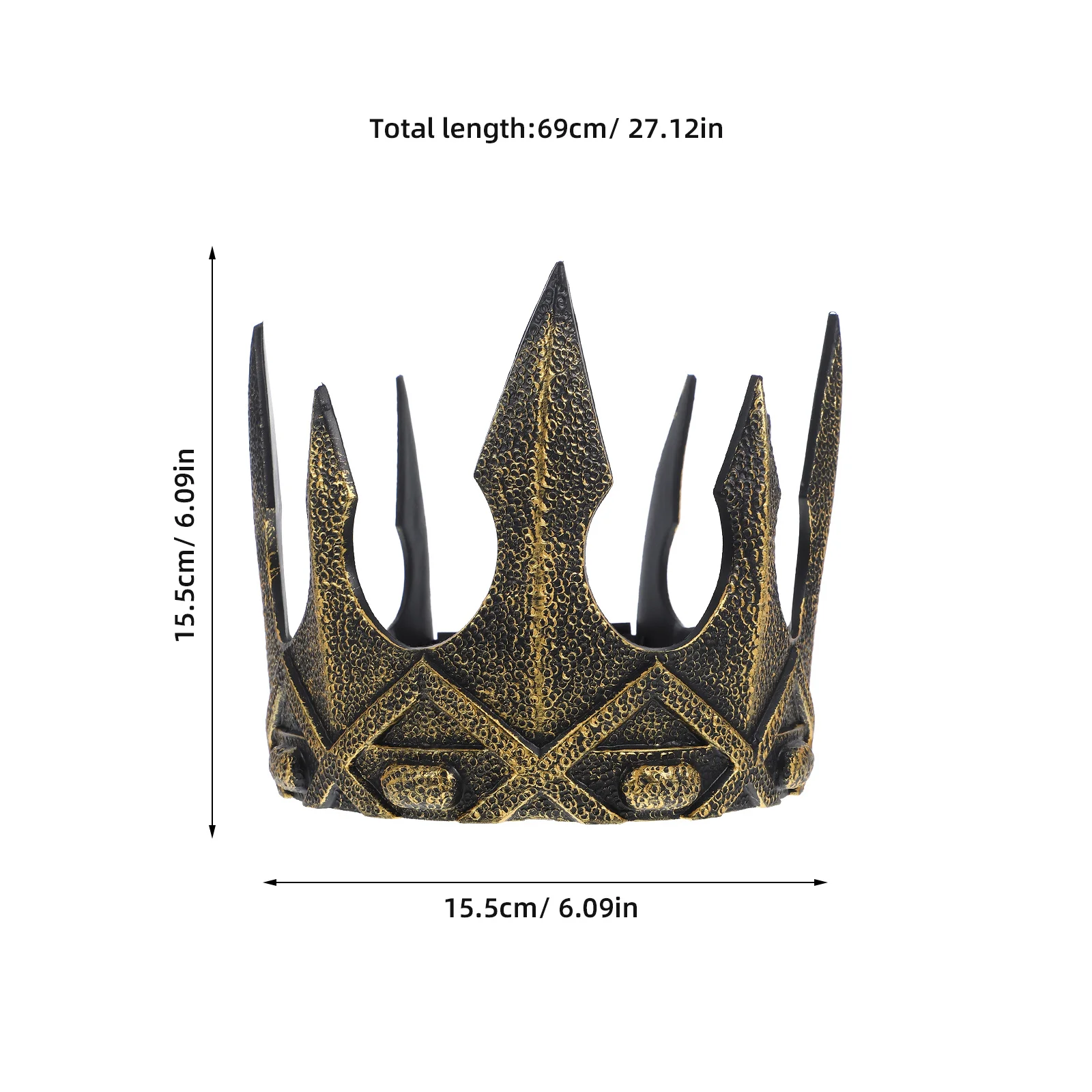 King For Men Vintage Crown Decor Medieval Kings Crown Cosplay Party Headdress Masculine Royal Headpiece Halloween Prom