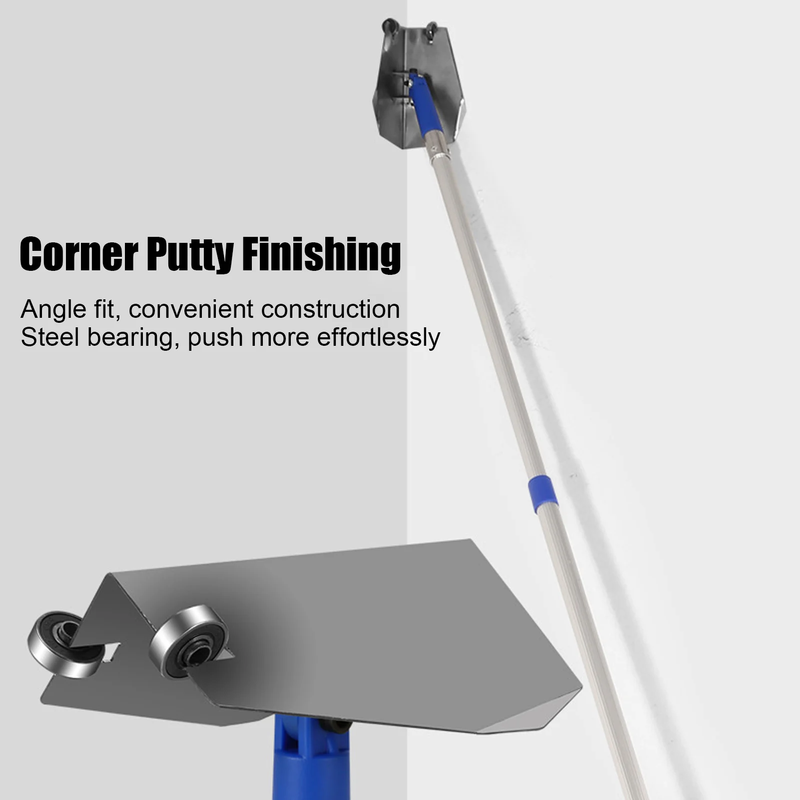 Right Angle Putty Scraper Wall  Scraper Aluminum Alloy Rod 360 Degree Rotation Stainless Steel Plate for Home Finishing
