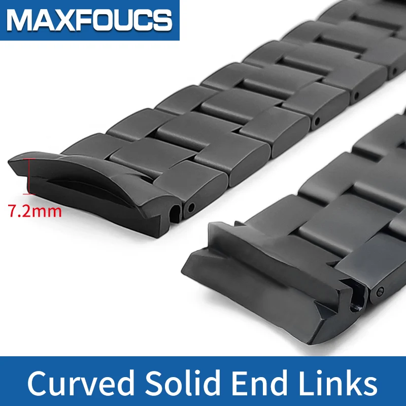 Matte Black Stainless Steelt For SKX007 Three-Piece links 22mm Watch Strap Curved Solid End Links Watch Band Accessories