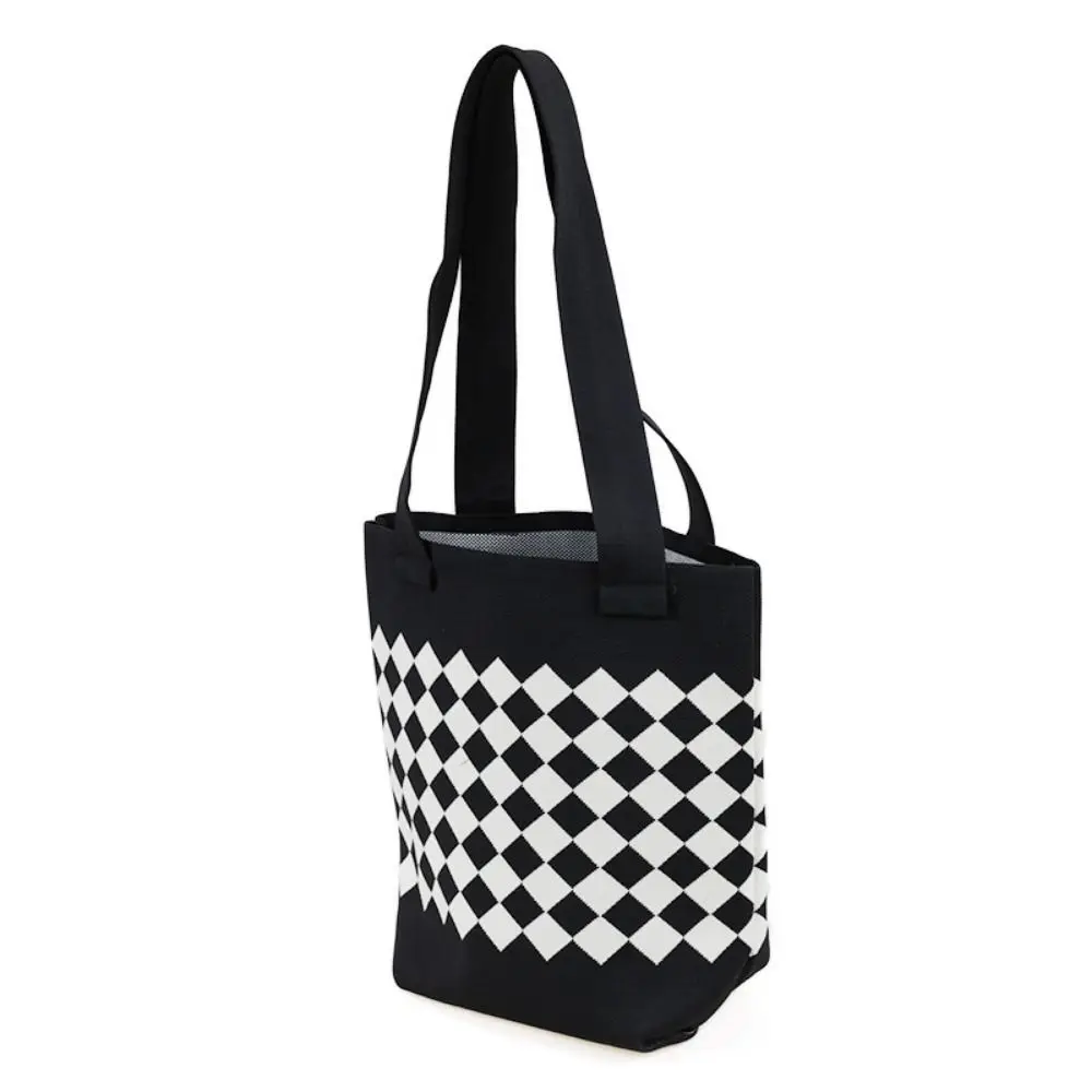 Rhombus Gestrickte Gestrickte Umhängetasche Plaid Bequemer Griff Häkeln Einkaufstasche Große Kapazität Tragbare Damen Handtasche Reise