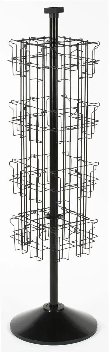 Black Wire Rotating Display Rack with 32 Pockets for 4 x 9 Brochures, 57 