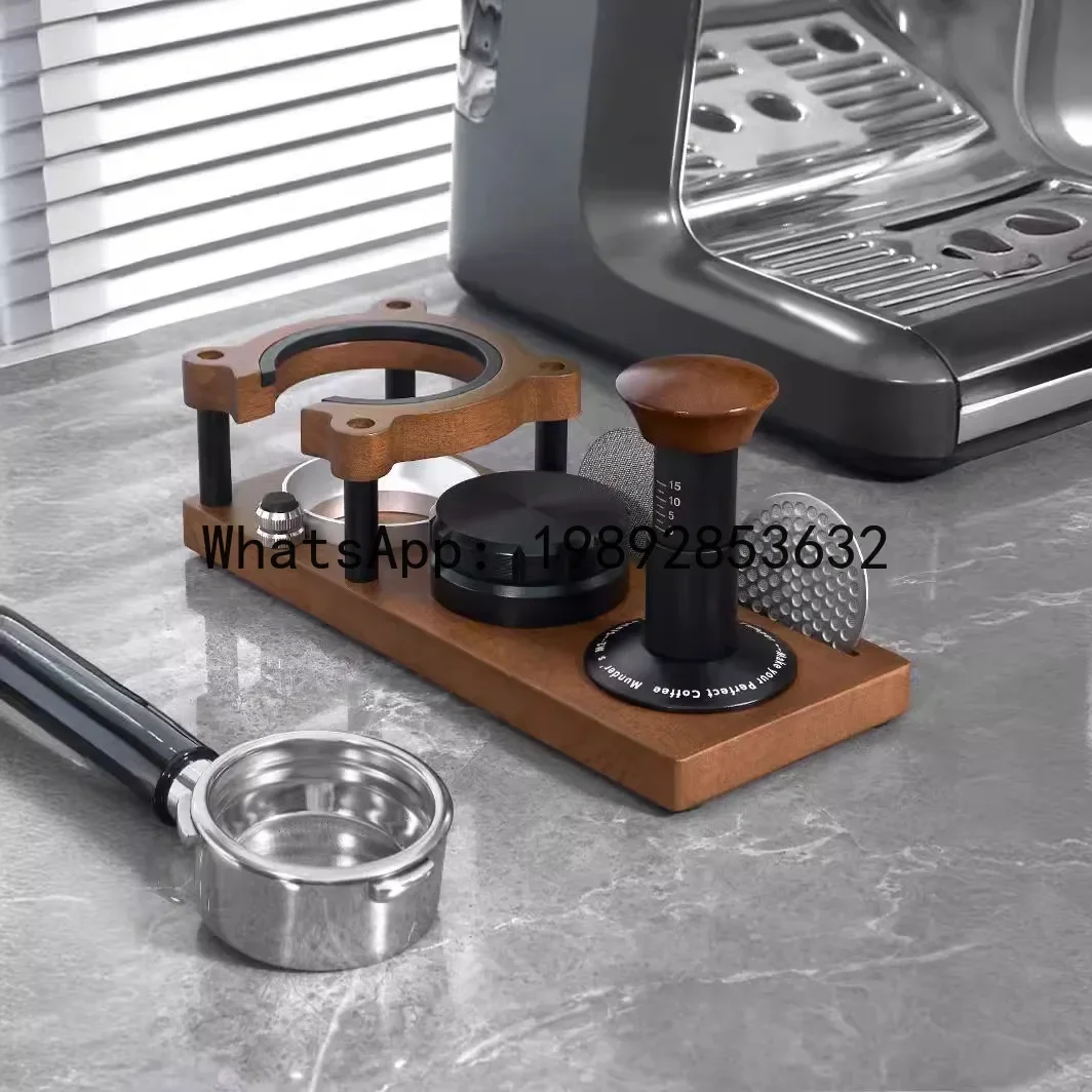 A5.14 Multifunctional solid wood espresso tamper station with coffee portafilter holder
