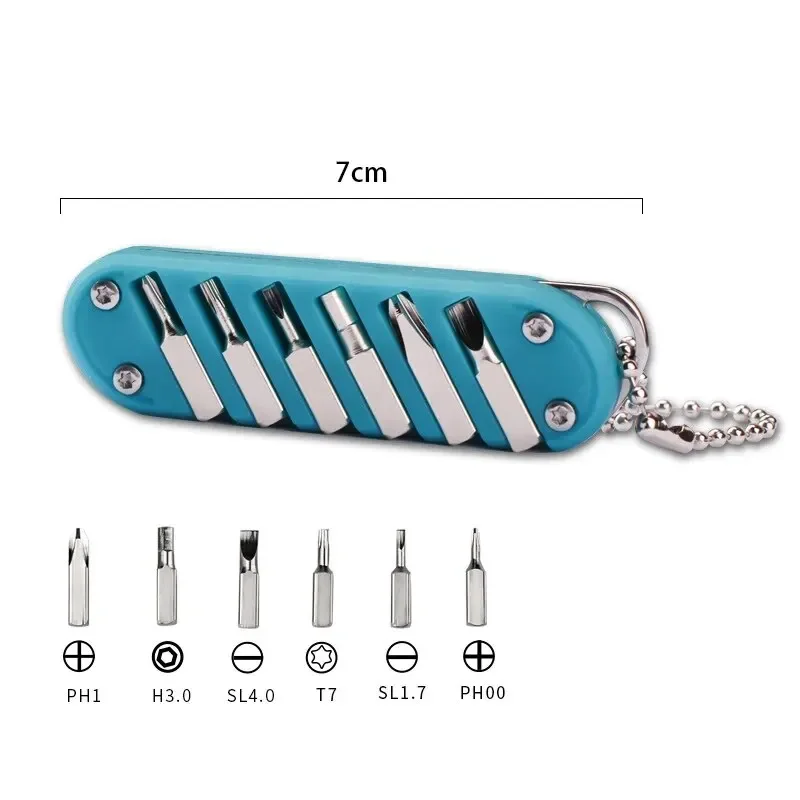 7 in 1 Multi-Function Screwdriver EDC Outdoor Gadgets Keychain Shape Mini Portable Magic Screwdriver Portable Steel Repair Tool