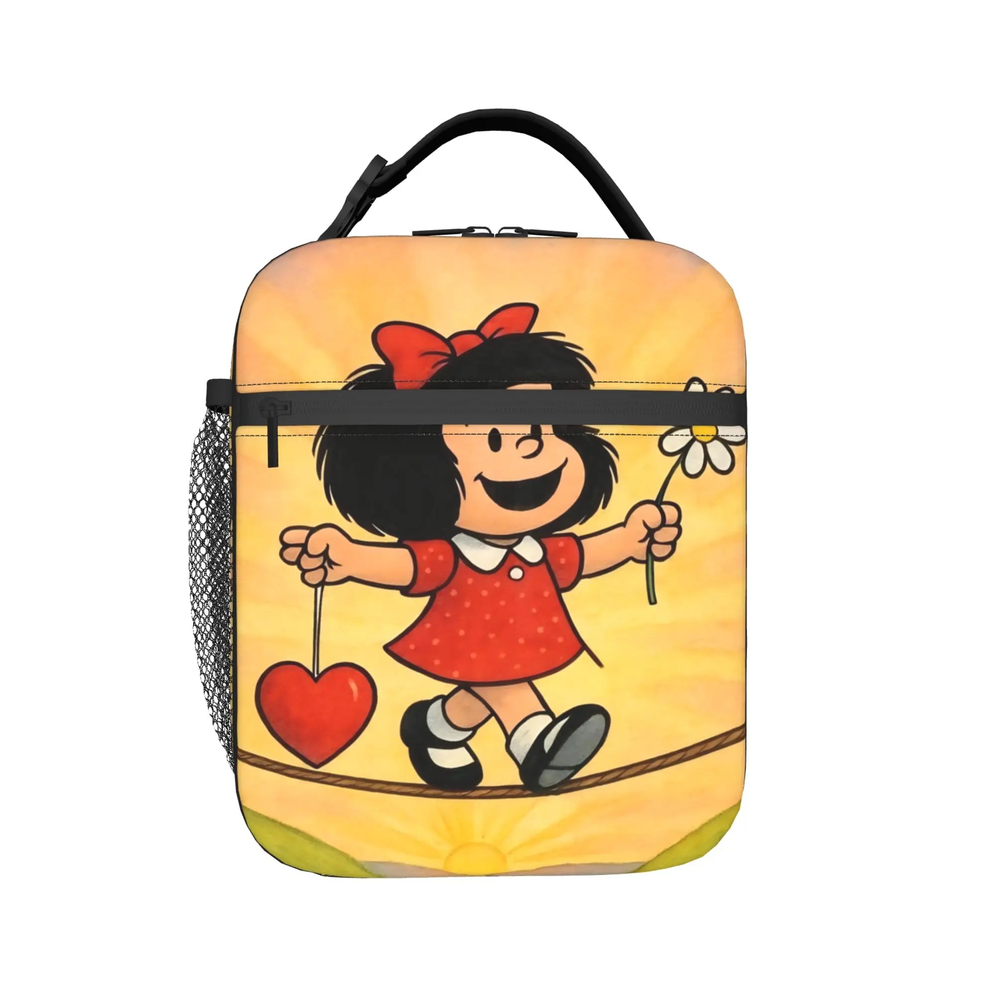 Mafaldas Love Smile Insulated Lunch Bags Large  Lunch Container Thermal Bag Tote Lunch Box School  Outdoor Food Bag