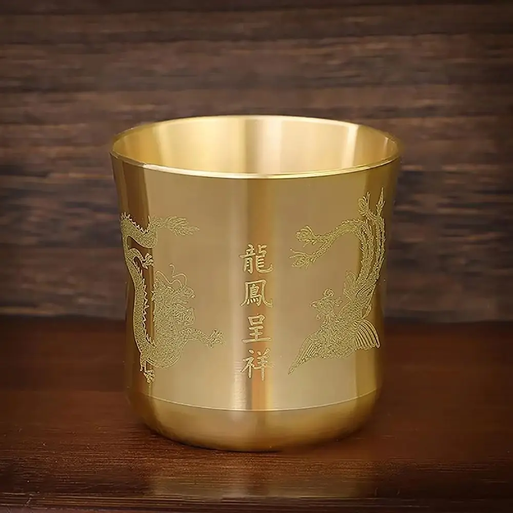 1Pcs Wealth Attracting Brass Tea Cup Auspicious 6cm Tea Mug Cornucopia Surface Polished Baifu Cup Home Decoration Accessories