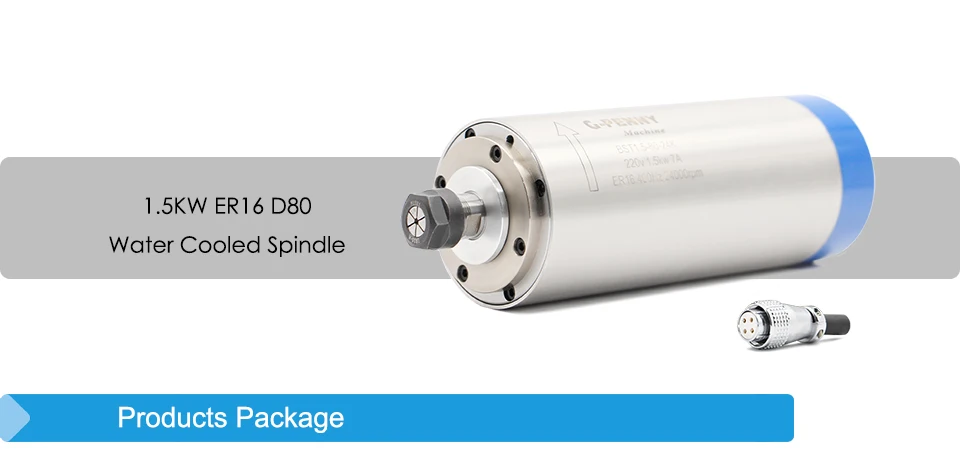 G-Penny 220V/380V 1,5kW ER16 Wassergekühlte Spindel 400Hz Wasserkühlung Spindelmotor 80x220mm 4 Lager CNC Gravur Bohren – Detail 1