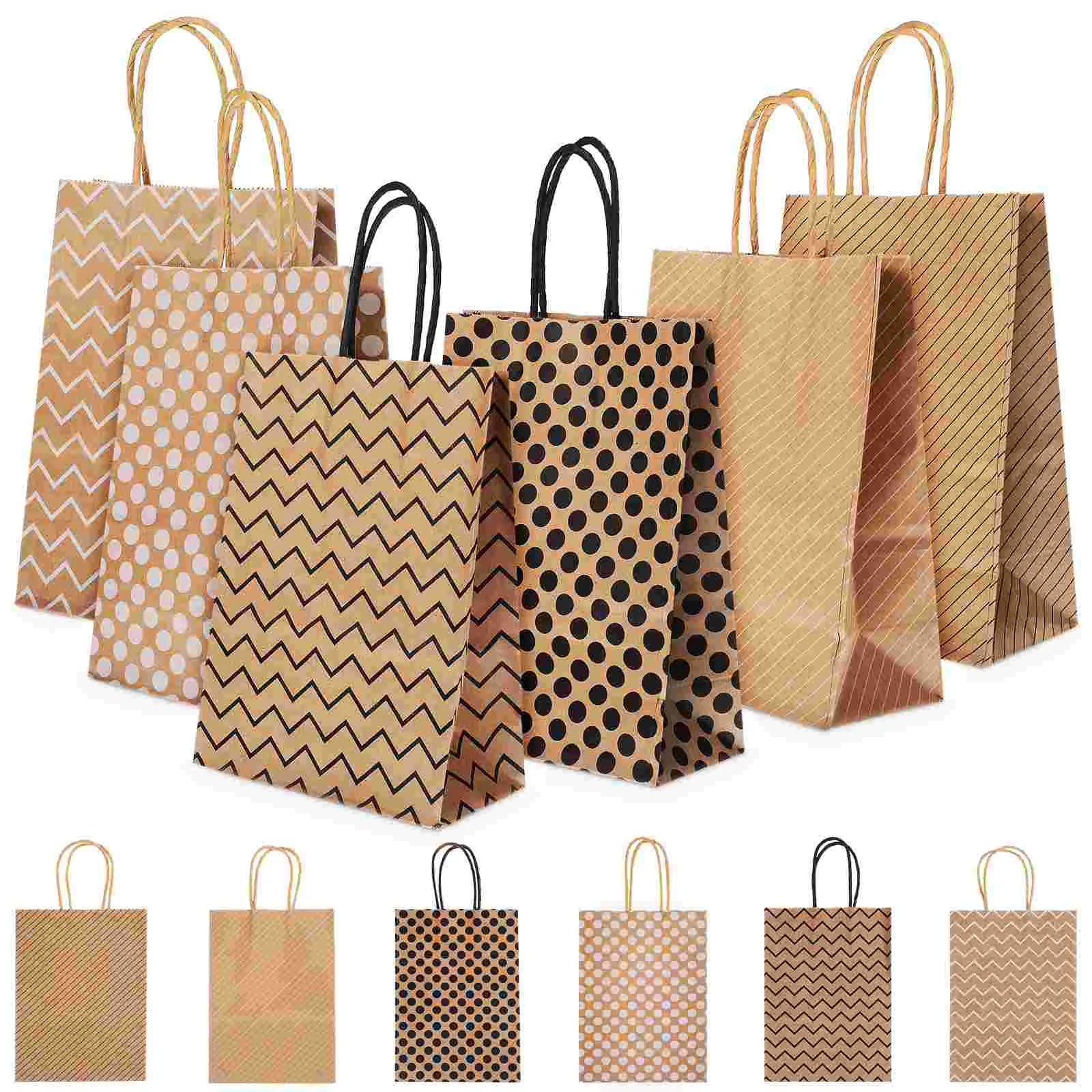 12 Pcs Tote Bag Gift Bags Shopping Brown Paper Christmas Kraft With Handles Snack Party Favor