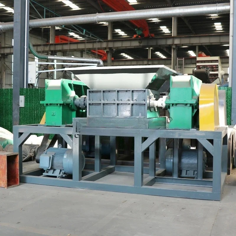 Double shaft blue drum scrap large plastic shredder machine solid organic waste shredder crusher machine