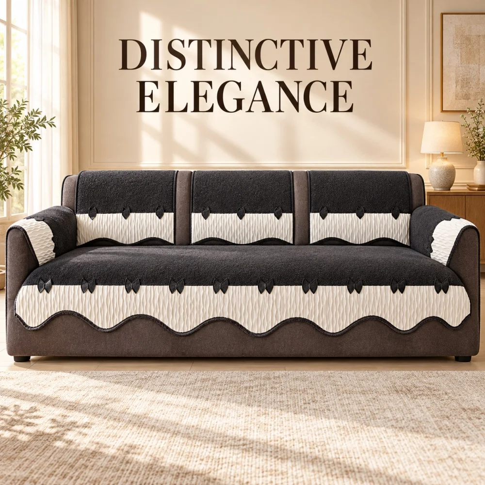 Creamy Wind Bow Knit Sofa Pad, Luxury Premium Anti-Slip Home Cushion