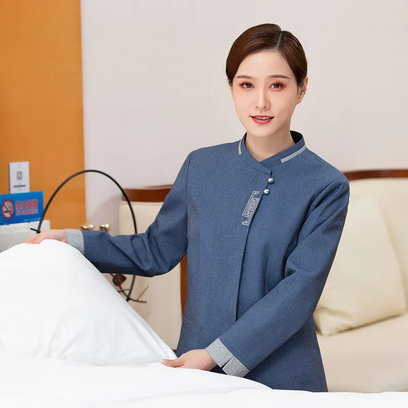 ホテルの部屋のクリーニング制服長袖秋冬衣装モールコミュニティプロパティクリーナー病院女性のクリーニング作業服