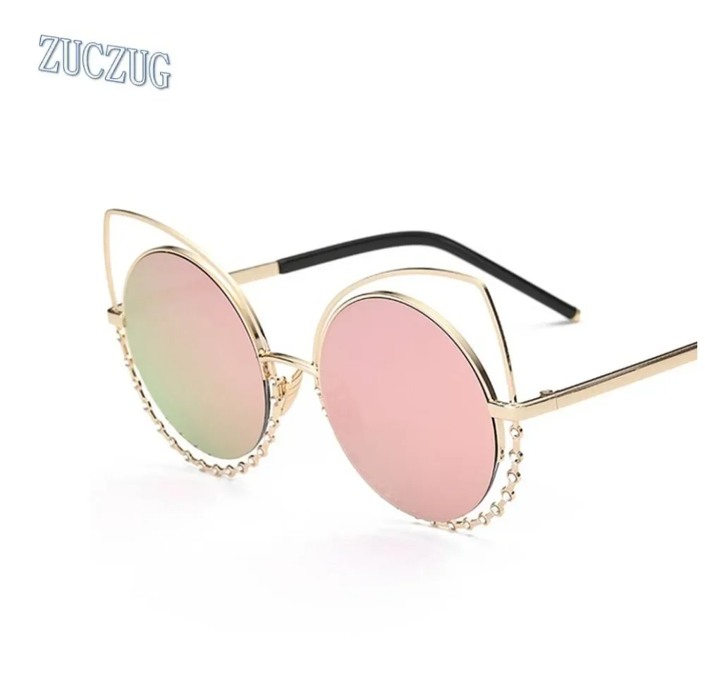 

2017 Fashion Sexy Cat Eye Sunglasses Women Coating Reflective Mirror Diamond Decoration Glasses Female Shades UV400 Oculos