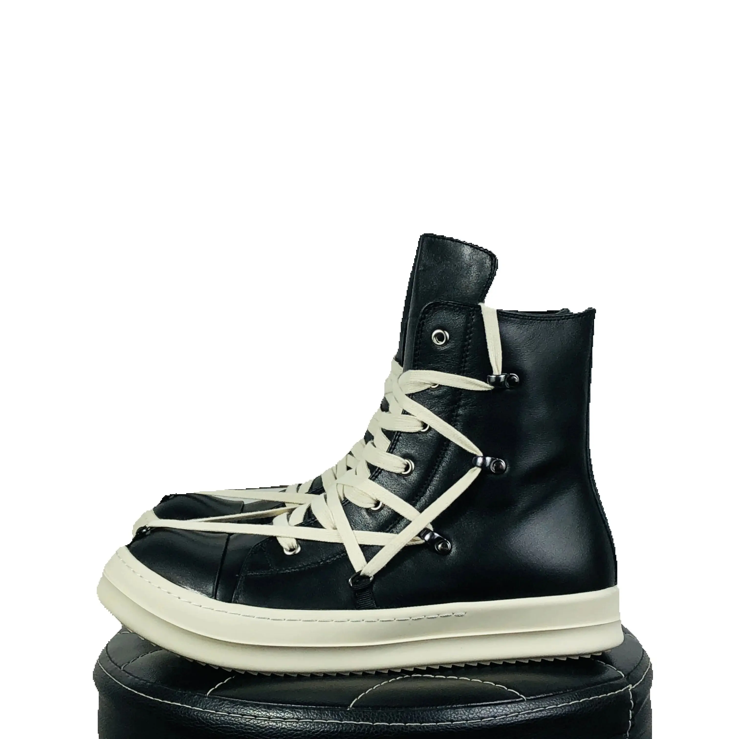 

Мужские высокие туфли, повседневные женские кроссовки на шнуровке, роскошные кроссовки из натуральной кожи на молнии, уличные осенние черные ботинки на плоской подошве