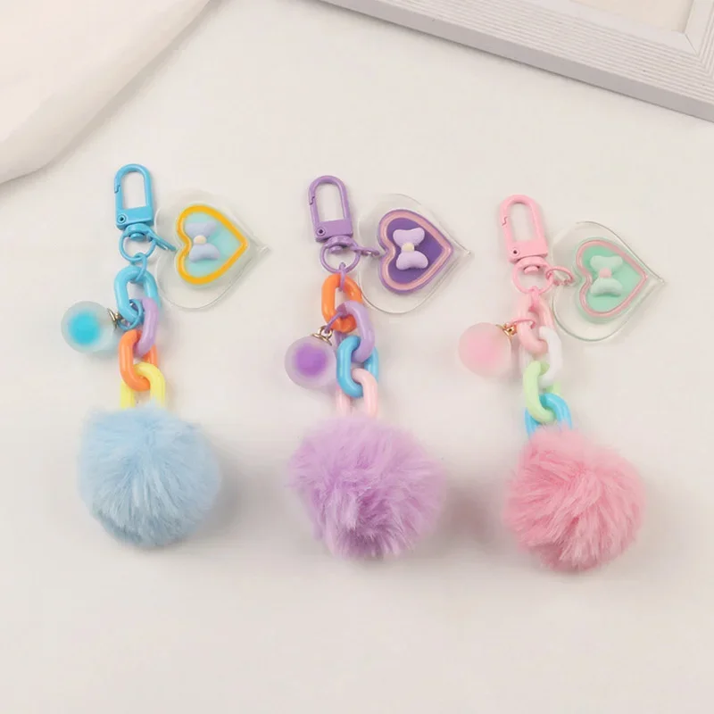 Candy Color Key Chains Bag Pendant Headphone Case Bag Ornament Keyring Plush Ball Keychain Women Girls Keychain Creative Gifts