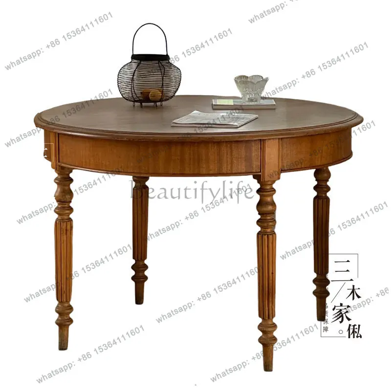 

French retro solid wood dining table American country villa hotel clubhouse negotiation table customization