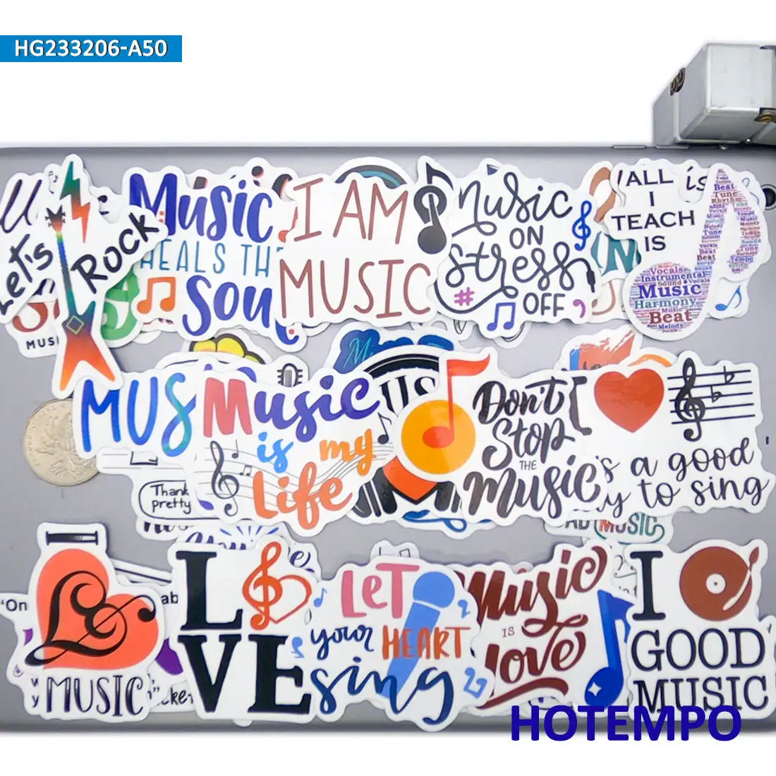 20/30/50 stuks, Muziek stijl stickers, Mode Retro, Muzikale Slogans Decals, voor kinderen, scrapbook, dagboek, bagage, laptop, telefoon, fiets, auto, motorfiets, skateboard, gitaar, Stickers Speelgoed