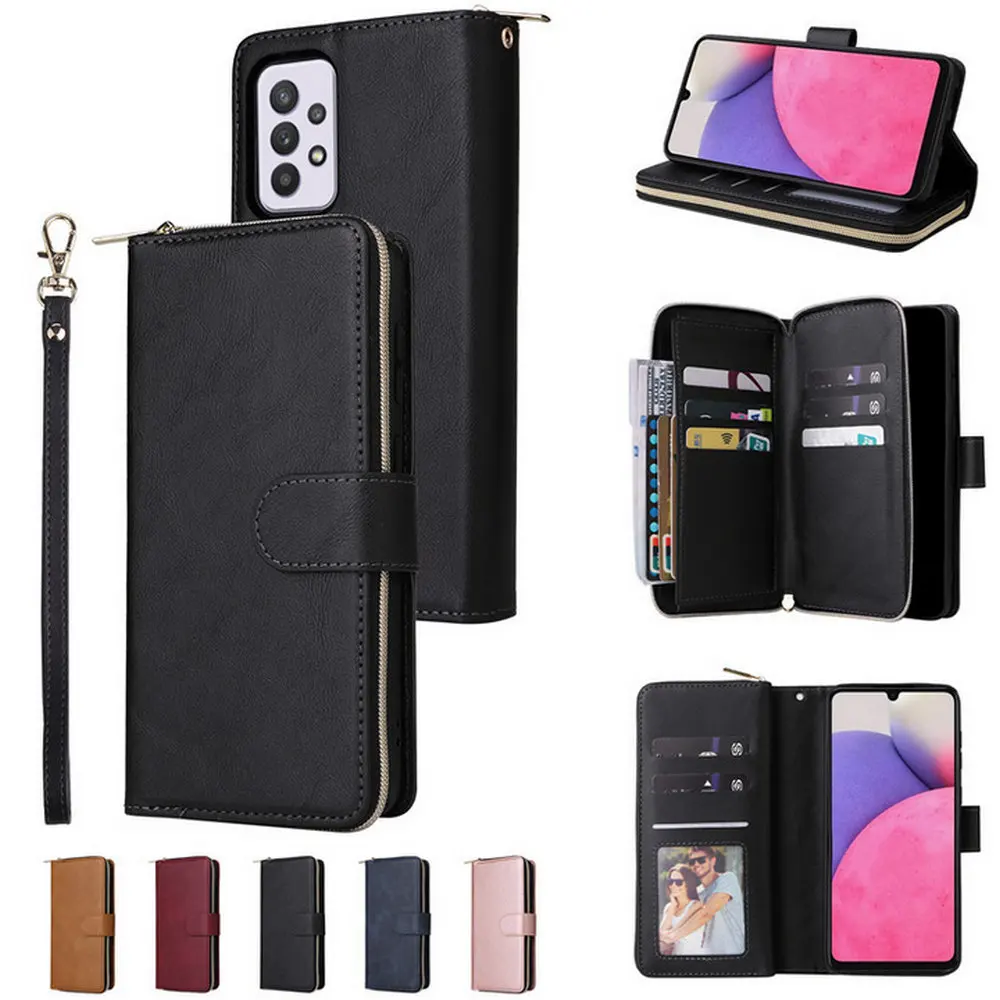 Leather Zipper Wallet Case For Samsung Galaxy A12 5G Flip Case for Galaxy A54 A34 A53 A14 A23 12 A33 A 04 22 52 S A72 A32 Cover