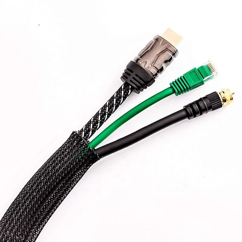 1/5/10/50/100M Black Insulated Braid Sleeving 4/6/8/10/12/14/20/25/30/35mm Tight PET Wire Cable Gland Protection Cable Sleeve