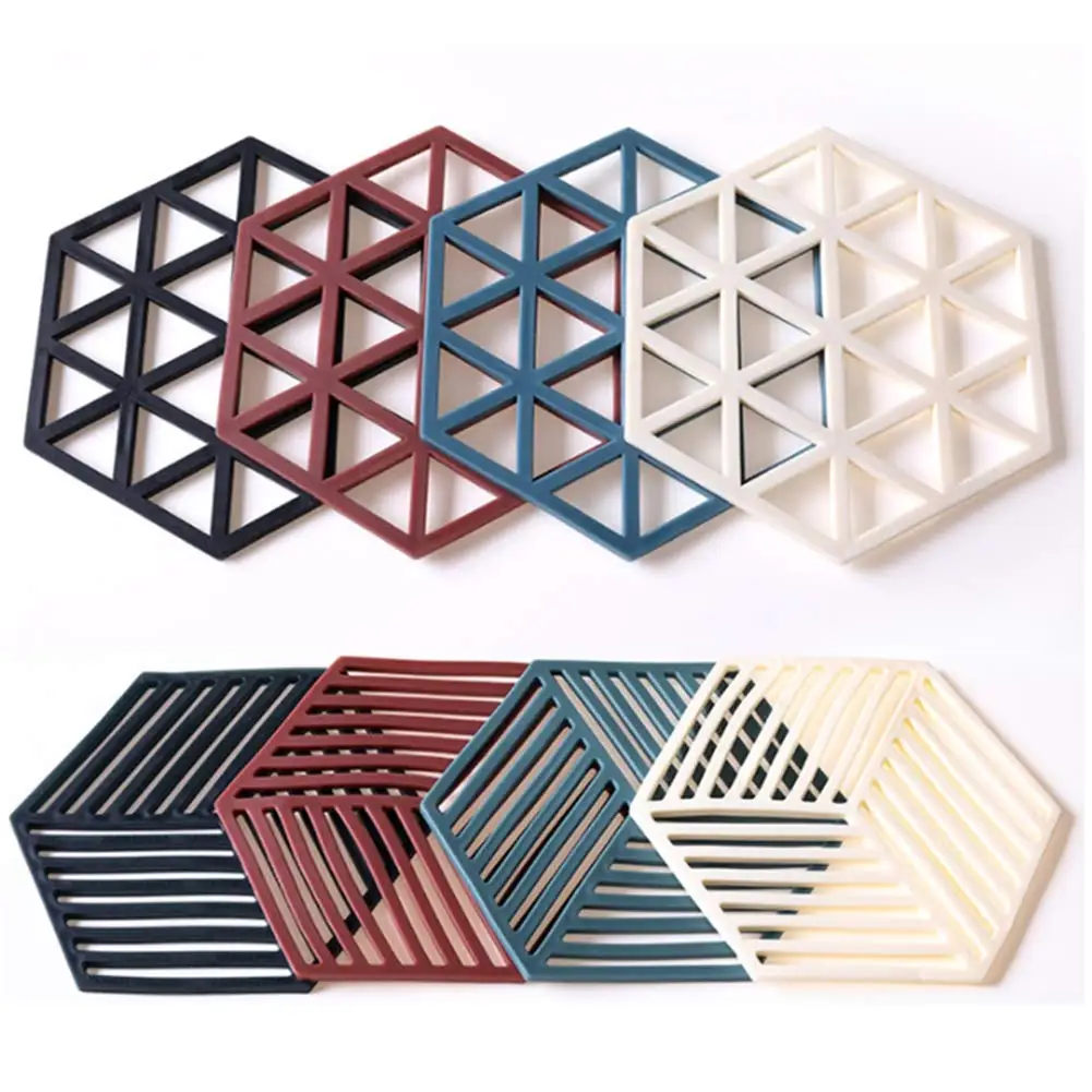 Alfombrillas suaves de silicona para Trivet, almohadillas calientes en hexágono, herramienta de cocina multifunción para cuencos, manteles individuales para platos