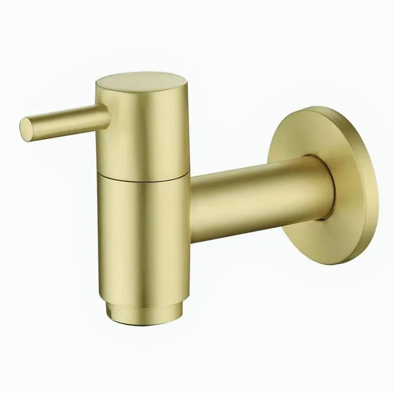 Gold Solid Brass Washing Mchine Faucet  Wall Mounted Copper Brushed Gold Washer Faucet Bathroom Mop pool faucet Single Cold Tap