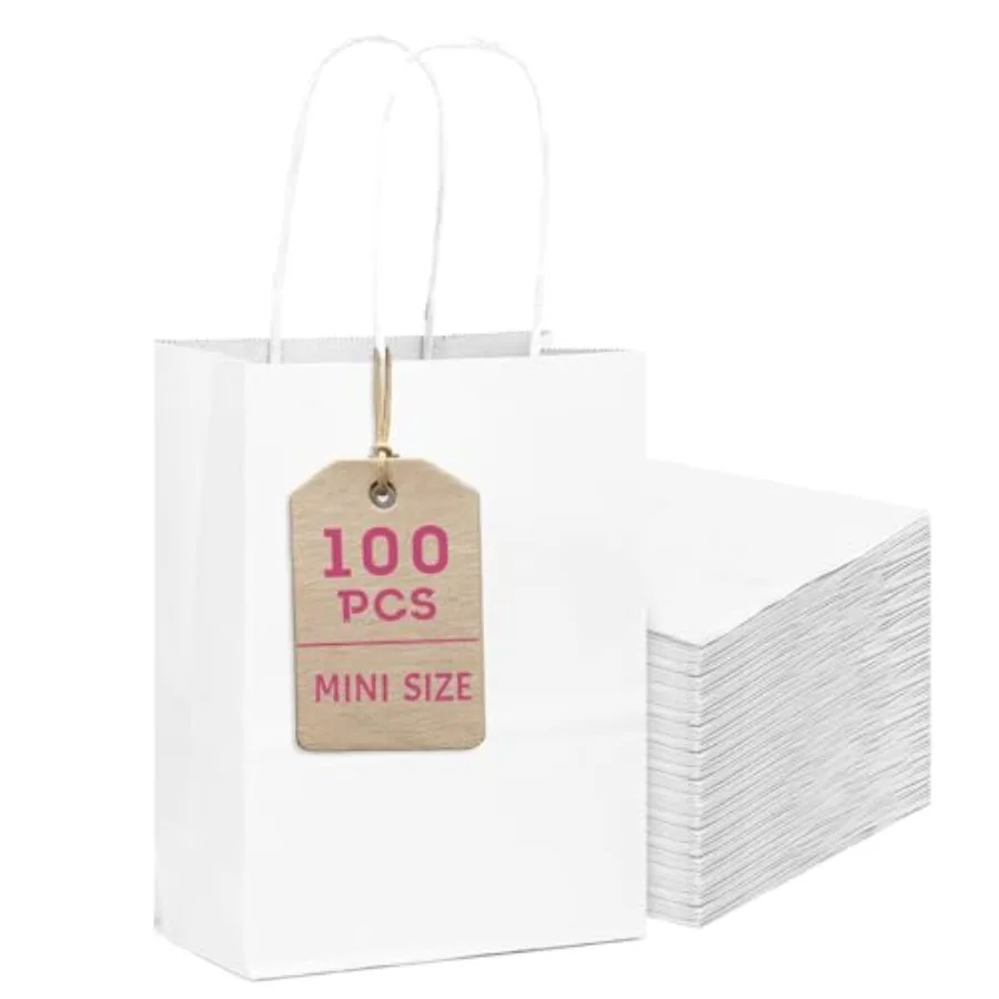 100 Pcs Mini Paper Gift Bags with Handles 6