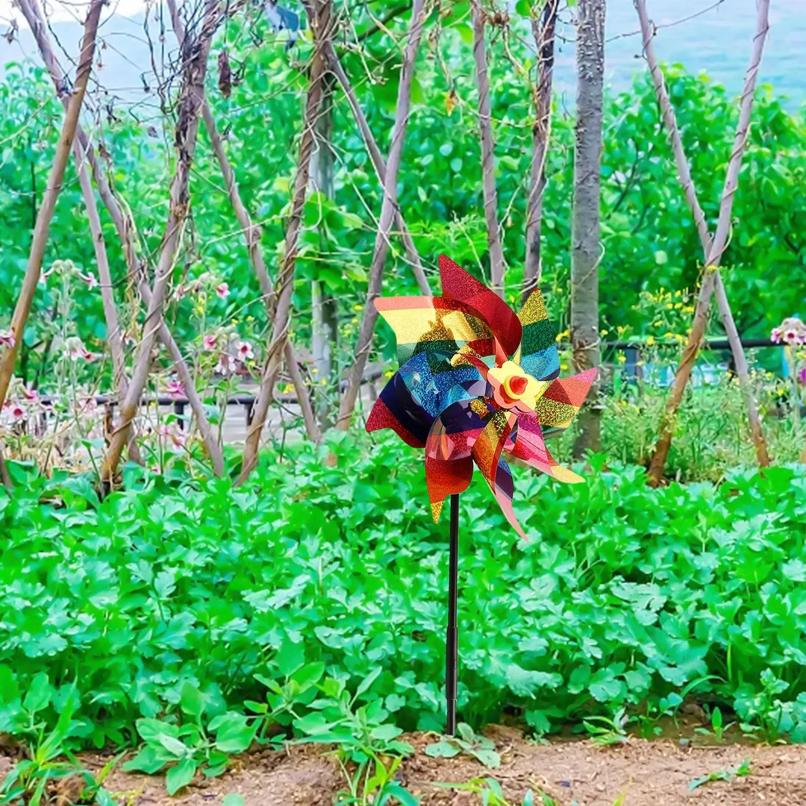 4 pezzi mulino a vento per uccelli girandola riflettente protezione per uccelli deterrente per piccioni protezione da giardino forniture per decorazioni da giardino primaverili ﻿