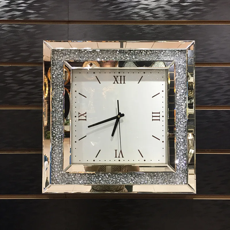 

Cross-border luxury living room wall hanging creative decoration wall clock Sun brand movement clock mirror glass mirror clock m