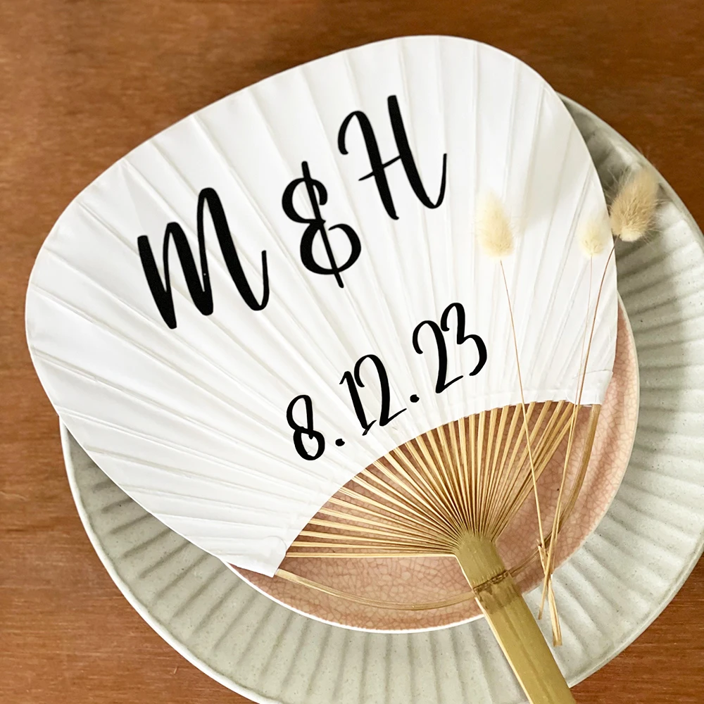 Custom Wedding Bride Hand Fans Bamboo Foldable Fan Portable Party Wedding Supplies Hand Fan Gift Decoration for Guest Wedding view 2