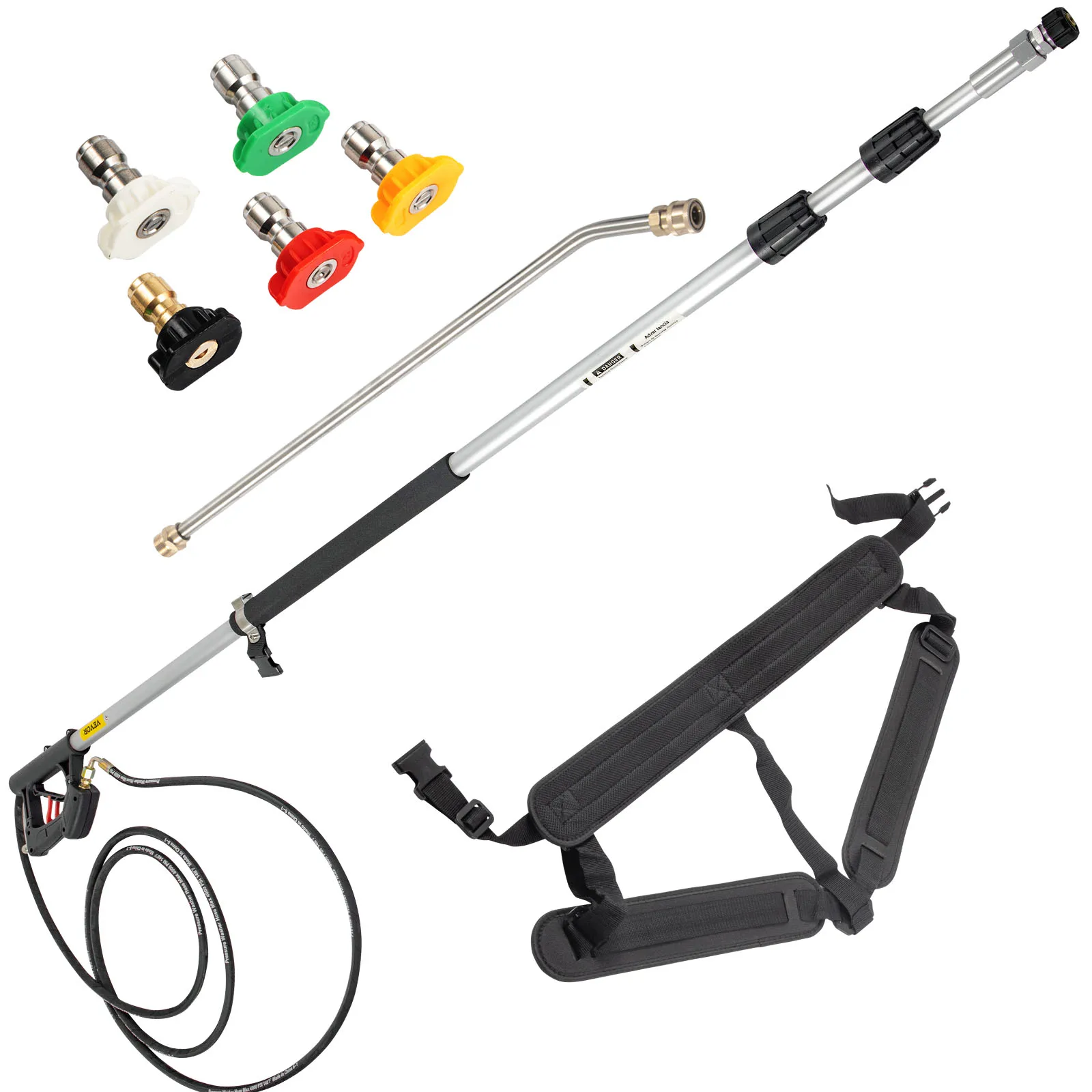 VEVOR Telescoping Pressure Washer Wand 18ft Adjustable Power Washer Extension Wand 4000PSI 9GPM Cleaning Tools w/5 Nozzle Tips