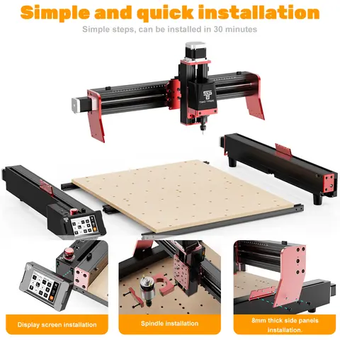 TWOTREES TTC450 Pro CNC Router Machine 3Axis 4Axis Metal Wood Acrylic Cutting Engraving with 3.5inch IPS Screen 460x460x80mm Working Area 0.01mm Precision