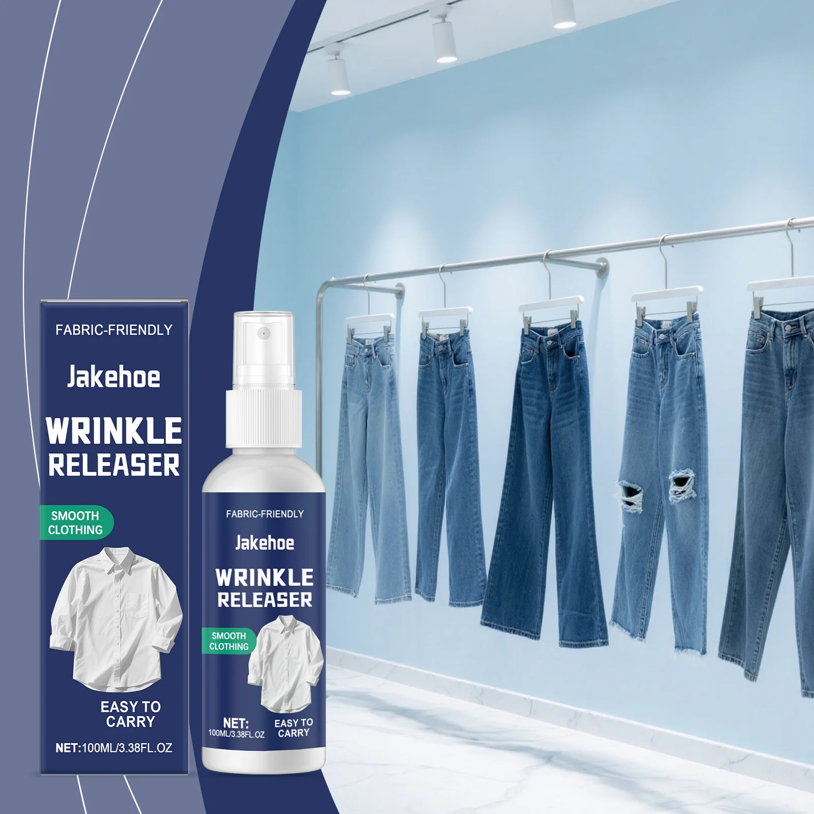 JAKEHOE Wrinkle Release Spray Quickly Smoothing Wrinkles Softening Clothes Reduce Ironing Time Saving You Time Fabric Care Spray