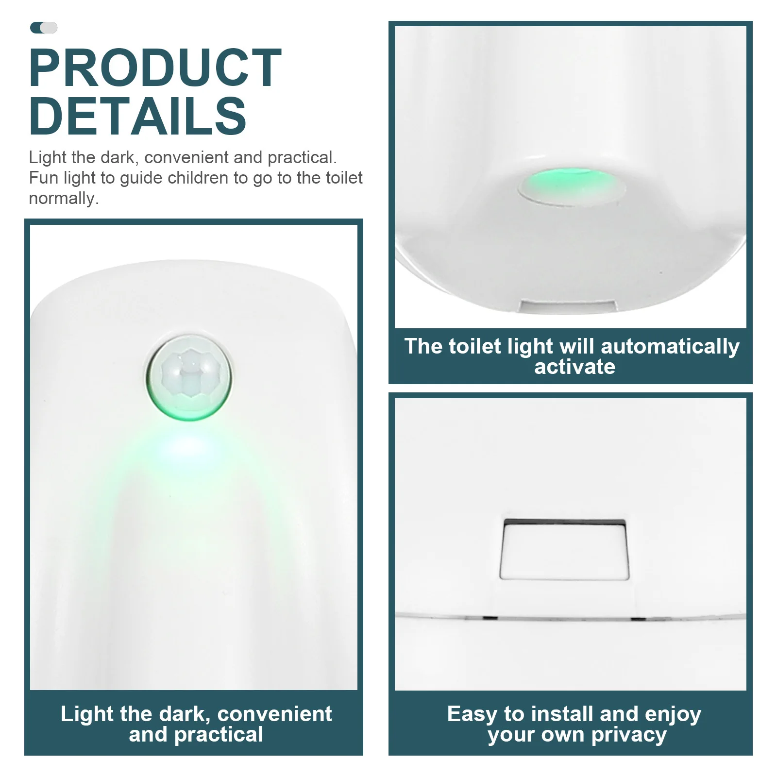 

Toilet Night Light Sensor Lamp 8- Activated Easy to Clean Safe Use Energy Efficient Modern Bathroom