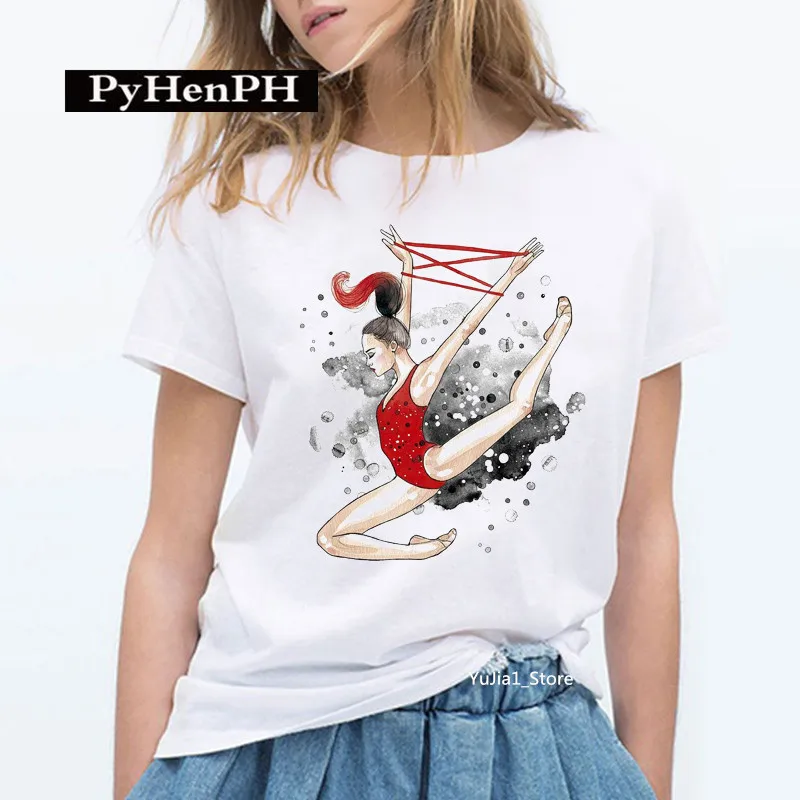 Gymnast Dancer T Shirt Fashion Gymnast Artistic Gymnastics Printed T-shirt for Women Parent-child Clothing Oversized T Shirt