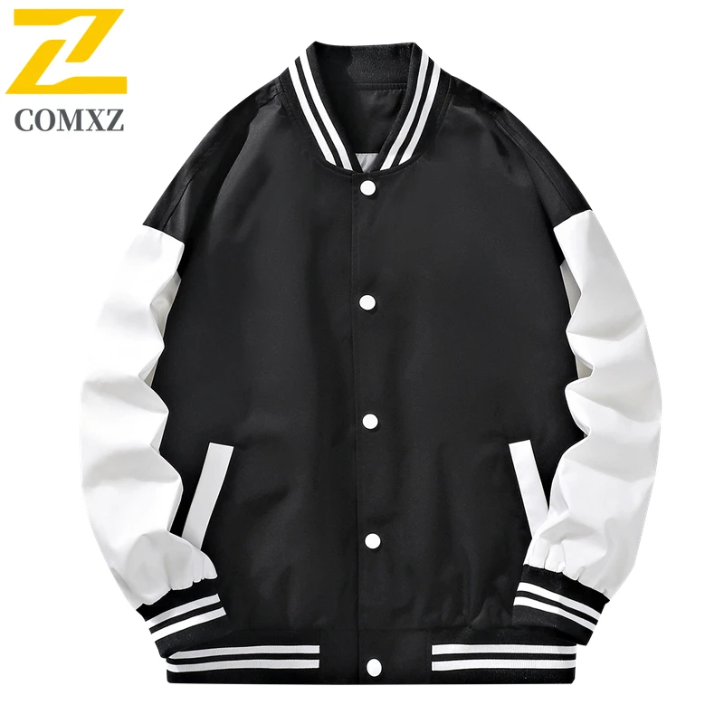 COMXZ Baseball Jacket Men New Premium Outdoor Camping Windproof Coat Classic Baseball Collar Casual Spring Autumn Clothing