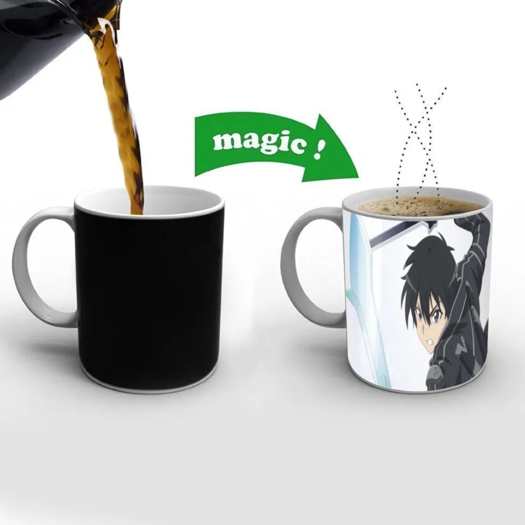 

Hot Japan Anime Sword Art Online Cuadros Coffee Mug Color Changed Magic Ceramic Cup Hot Travel Coffee Mugs Gift