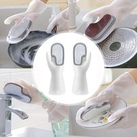 1PAIR Magic Silicone Scrubber Household Gloves Non-slip Thickened Dishwashing Gloves Waterproof Cleaning Gloves