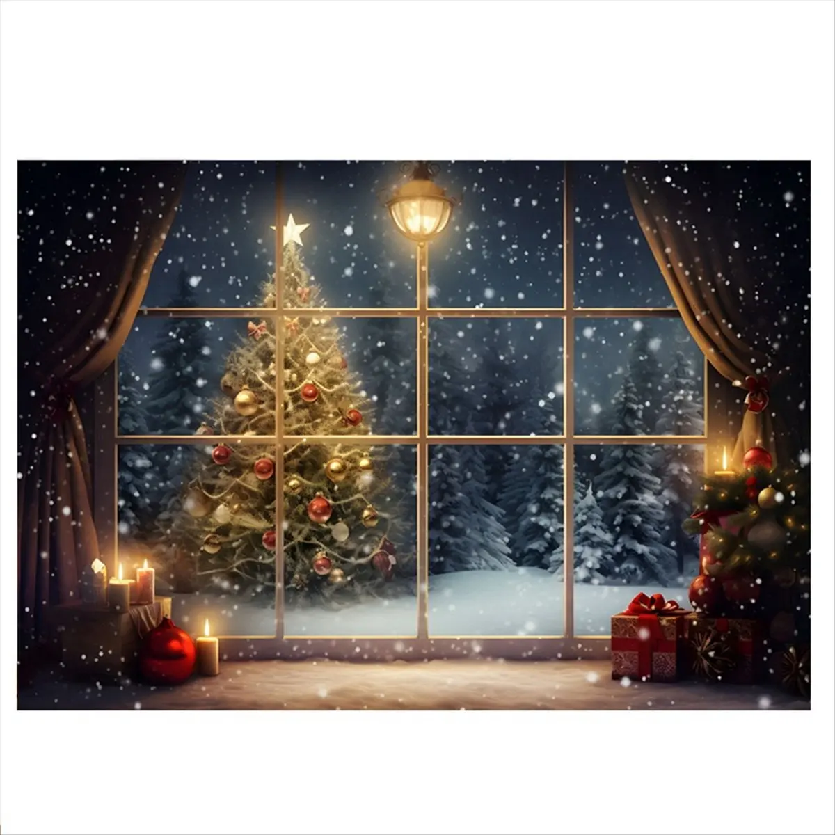 M05K 210X150cm Christmas Background Cloth Christmas Tree Snowflake Party Decoration Children Photography Background Cloth,H