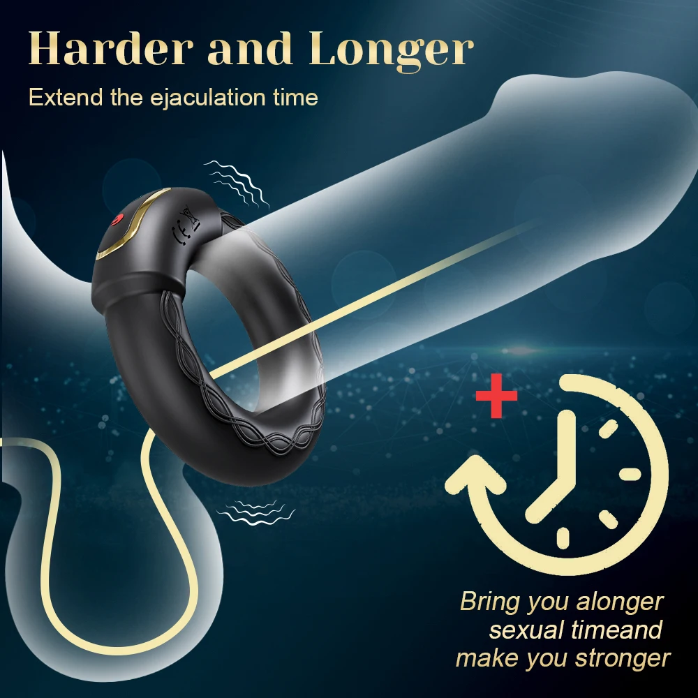 APP Heating Cock Ring Vibrator for Men Penis Ring Vibrating Penis Delay Trainer Cock Ring Glans Massager Male Sex Toys for Adult