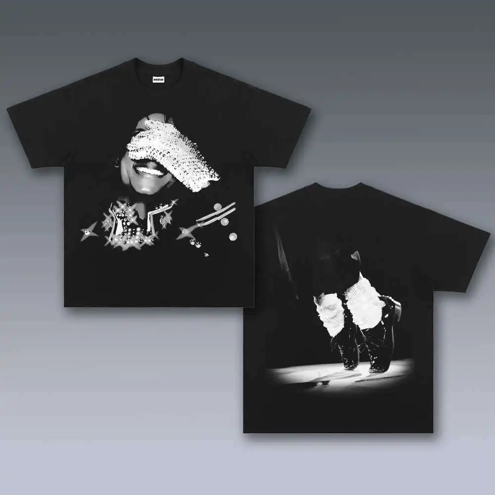 Michael Jackson Retro Printed T-shirt Men Women Oversized Street Wear Y2k Short Sleeve Cotton Loose Soft Female Male Clothing