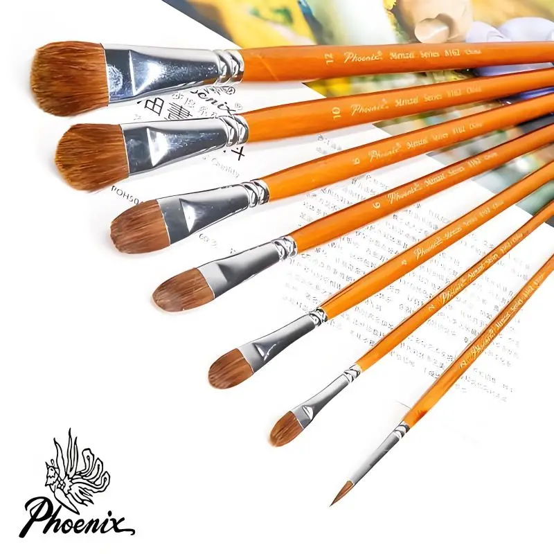PHOENIX Art Brushes Wolf-Hair Watercolor Brush Set Multiple Brush Tip Types Ideal for Hand-Painting and Gouache Painting